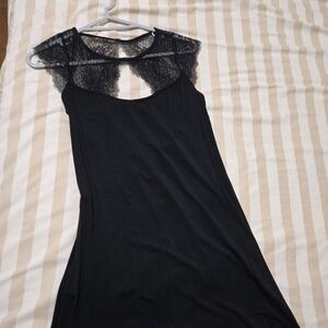 Oh!zuza Black Lace  Keyhole Back Adjustable Spaghetti Strap Nightgown Dress